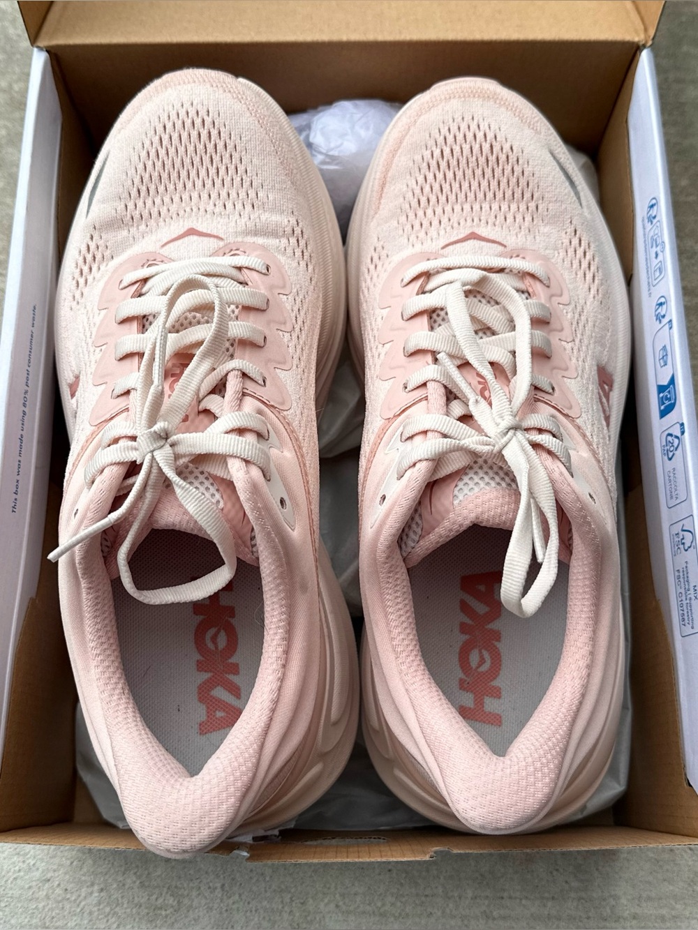 HOKA Bondi 9 Women’s Rose Latte Athletic Running Shoes - Picture 3 of 5